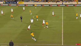 面对澳大利亚的进攻，吉尔吉斯斯坦的541防守阵型十分严谨