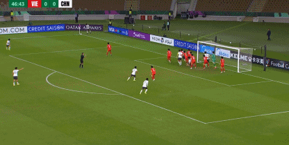 彭啸头球破门，U23中国1-0越南U23