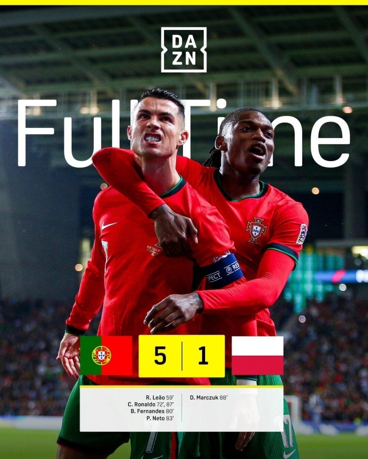 葡萄牙5-1大胜波兰