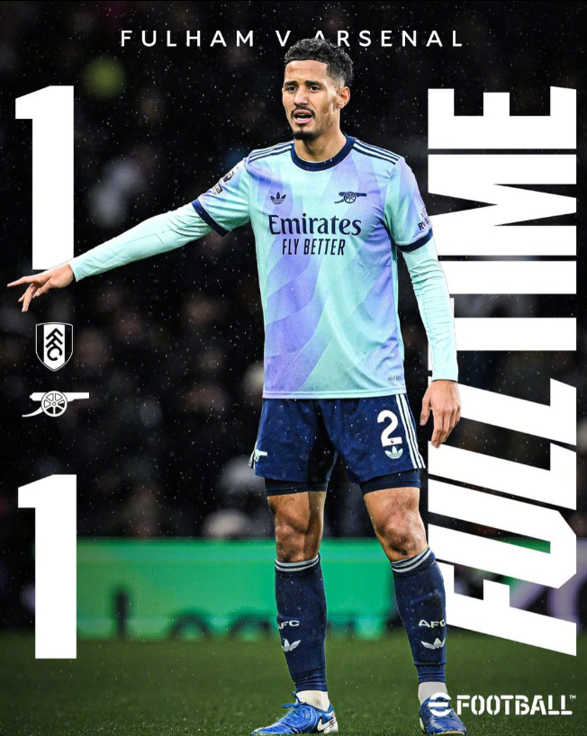 英超赛程：富勒姆1:1阿森纳