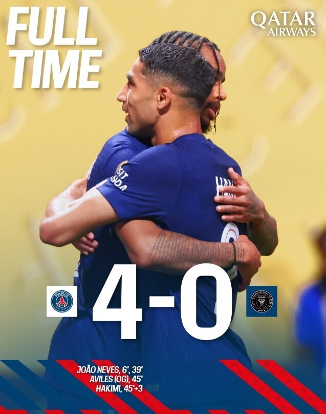 巴黎圣日耳曼4-0迈阿密国际