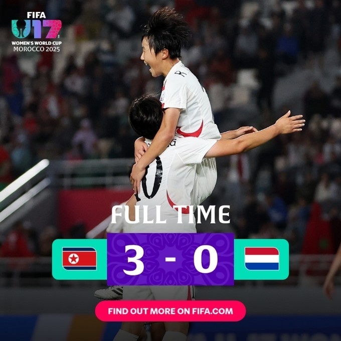 朝鲜U17女足3-0荷兰U17女足