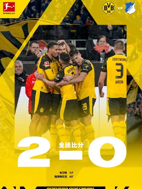 多特蒙德2-0霍芬汉姆
