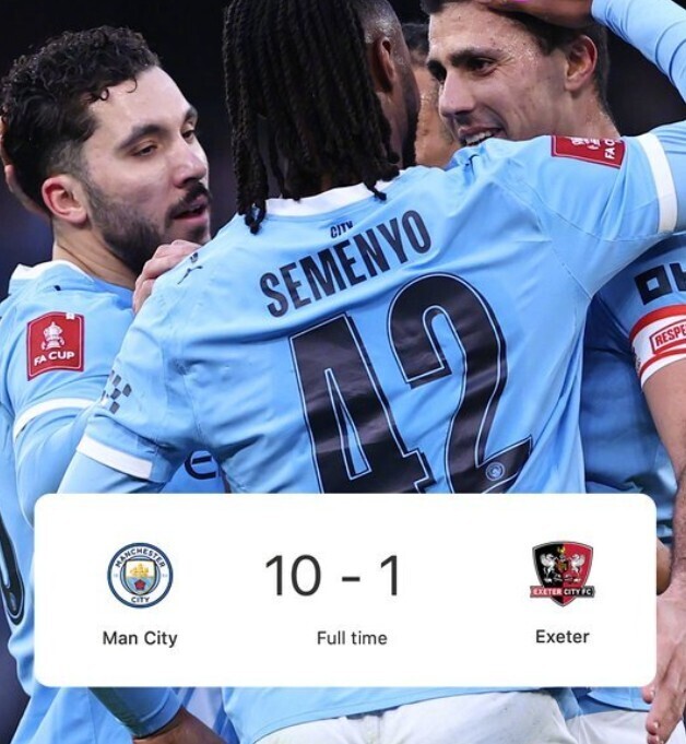 曼城10-1埃克塞特城