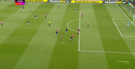 第90+5分钟，阿马德破门，布伦特福德4-3曼联