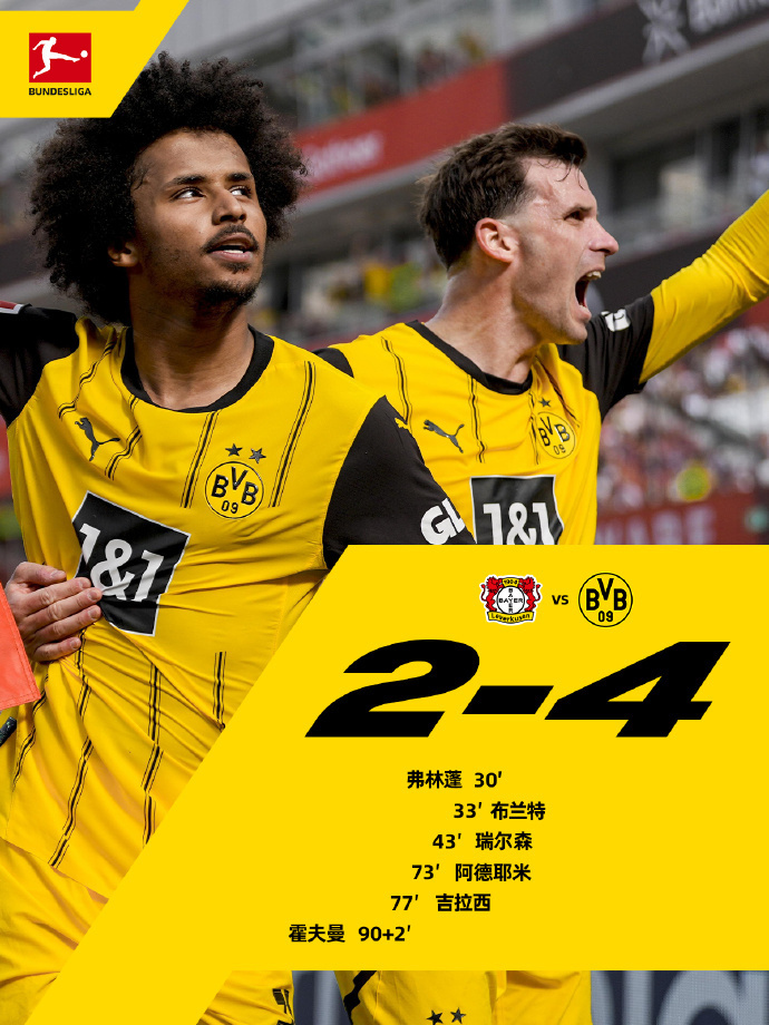 勒沃库森2-4多特蒙德