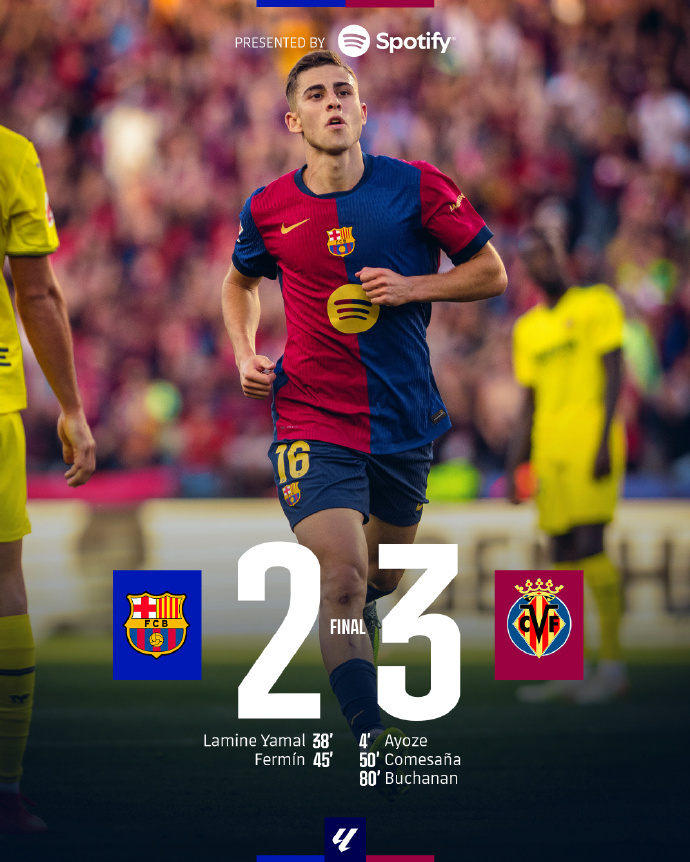 巴萨2-3比利亚雷亚尔