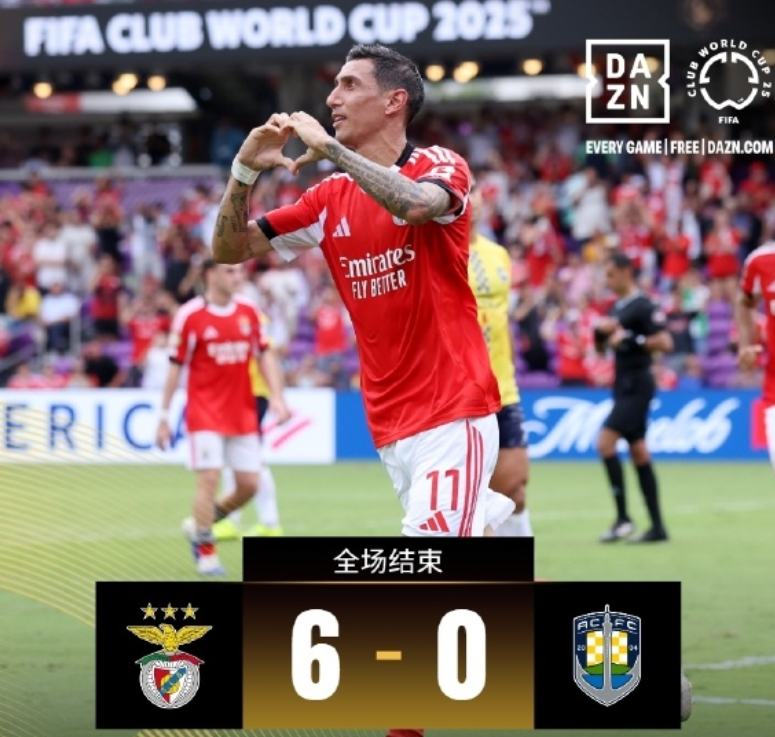 本菲卡6-0奥克兰城