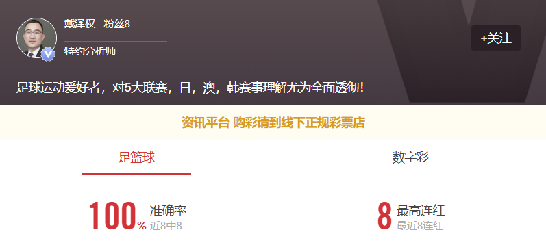 专家戴泽权八连红！点点关注今日重心推荐不要错过！
