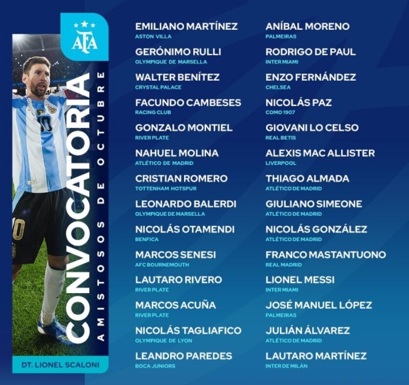 阿根廷新一期大名单