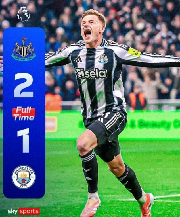 纽卡斯尔联2-1曼城