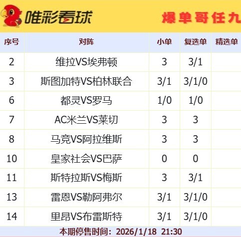 爆单哥26012期小单和复选单