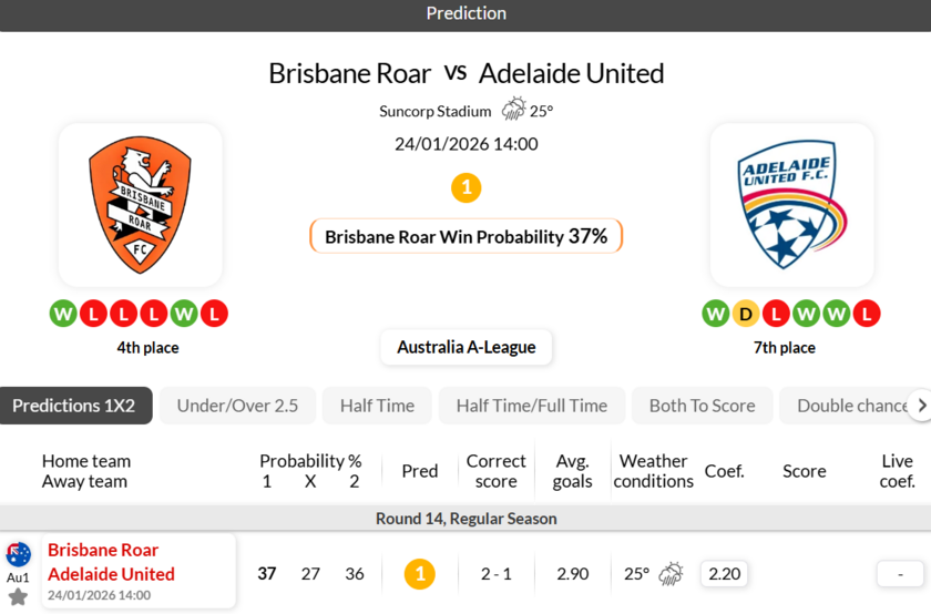 布里斯班vs阿德莱德